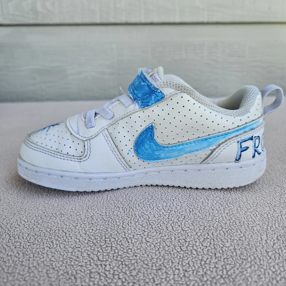 Nike Court Borough Low 2 Toddler Sneaker 10C White Frozen OOAK Olaf AV3172-100